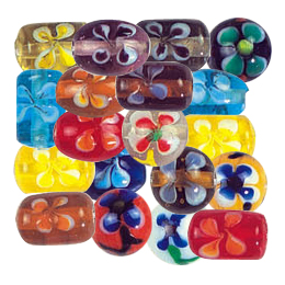 Flower Design Glass Beads