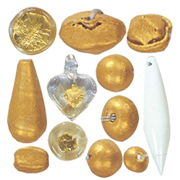 Golden Metallic finish Pressed Glass Beads