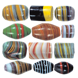 Feathered and Striped large Furnace Glass Beads1