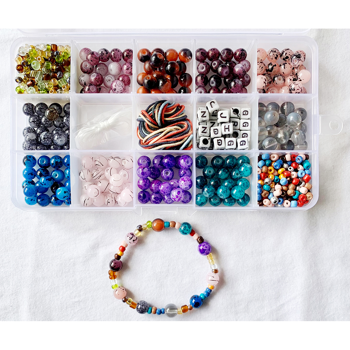 Marbleized and Patina texture Stone Glass Beads Kit