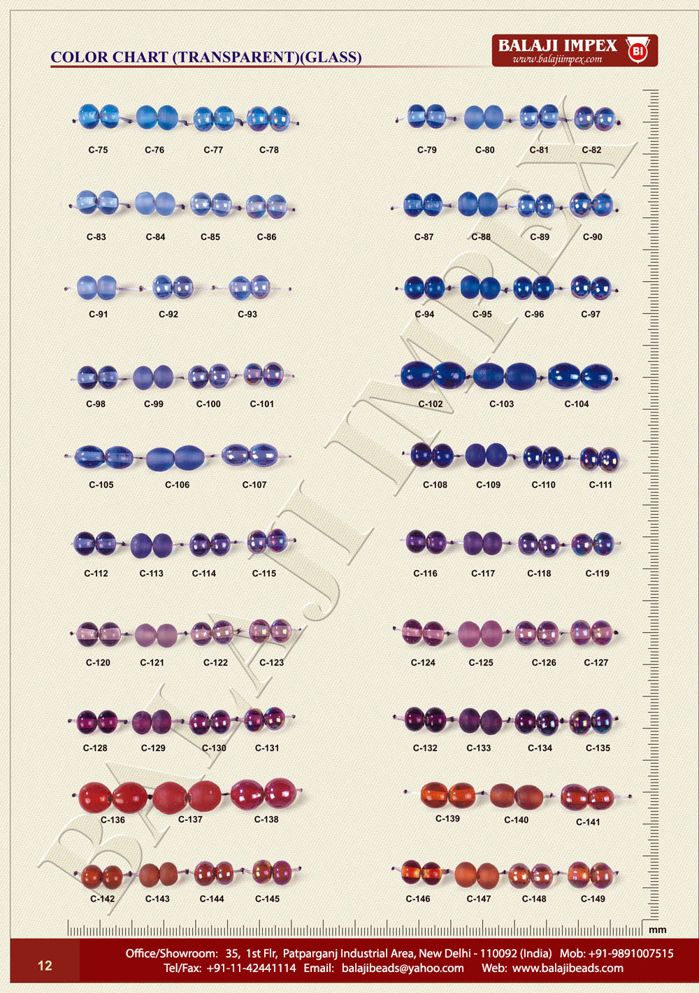 Color Chart C75 to C149 (pg12)