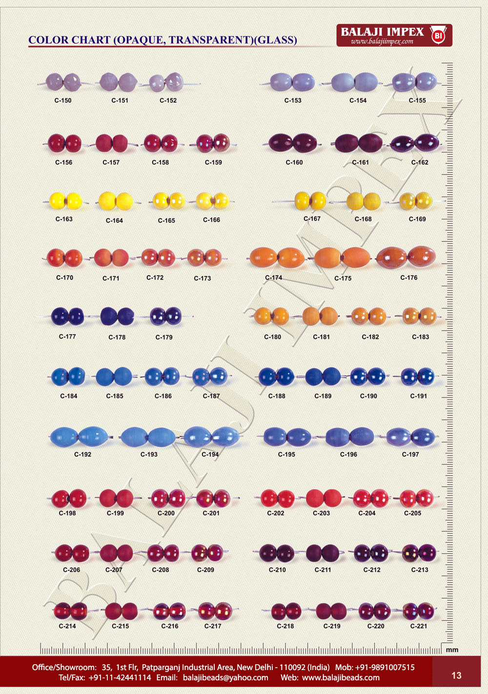 Color Chart C76 to C221 (pg13)