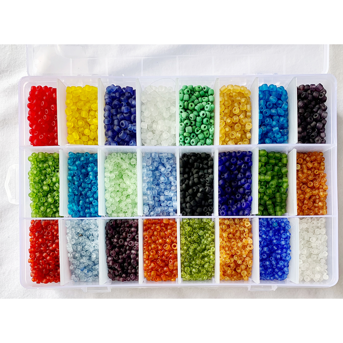 Item No. ACO Asstd Glass seed beads or e beads for DIY and Jewelry Kit {24 compartment Set}