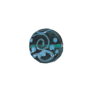 Stringer and Dotted Lampworked flat Round Glass Beads 13977